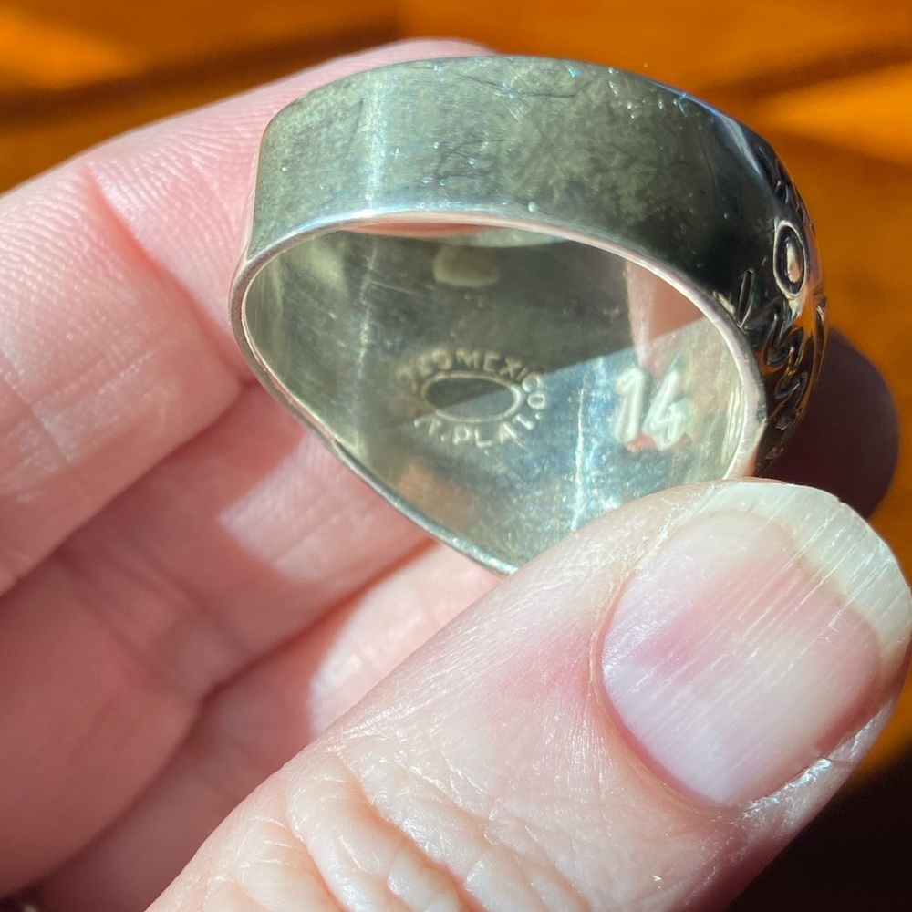 Mexico Silver Sterling Tiger Eye Size 14 Men’s Ring - Picture 9 of 9